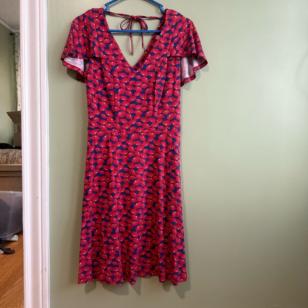 Floral Red and Blue Women's Dress
